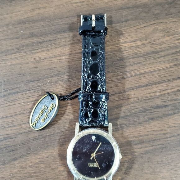 Brand New Quartz Diamond Watch with Reptile Embossed Band - Picture 2 of 7